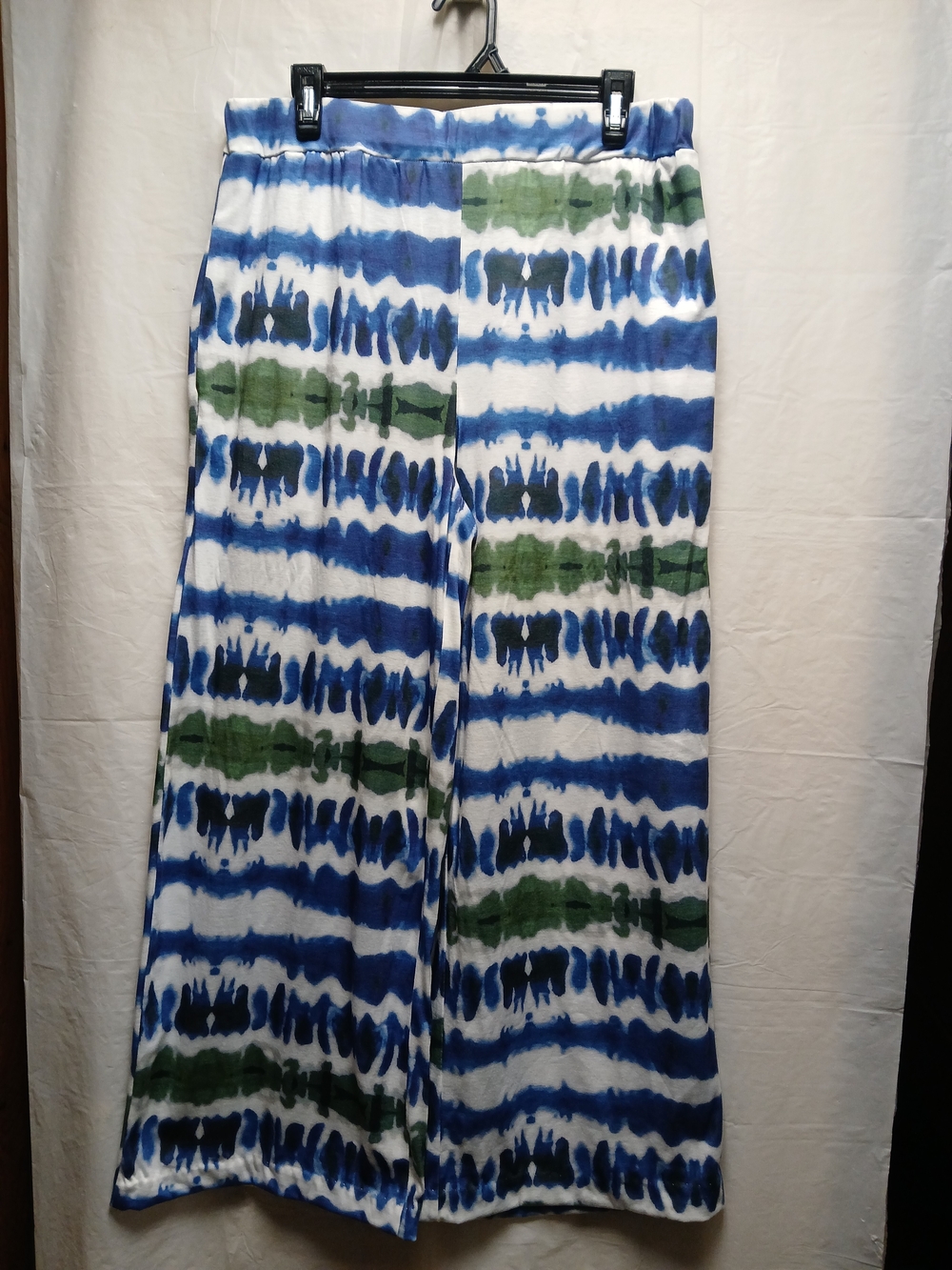 Tie-Dye Wide Leg Pants in Blue, Green and White